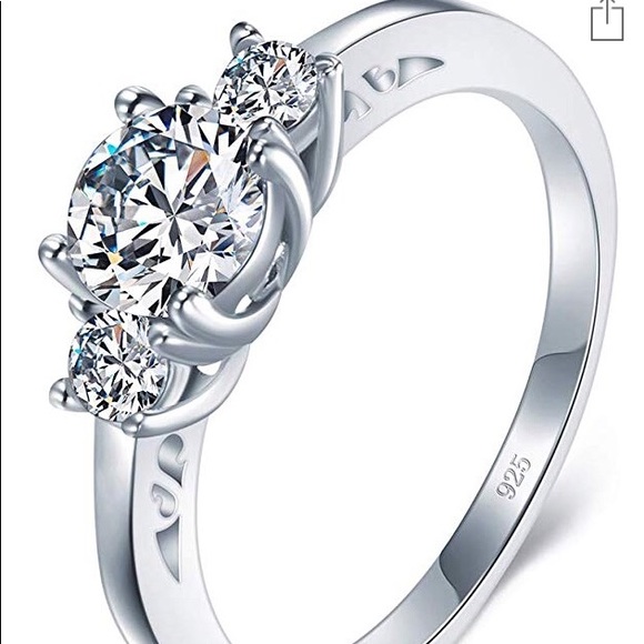 925 Sterling Silver CZ Anniversary Ring SZ 5 - Picture 3 of 8